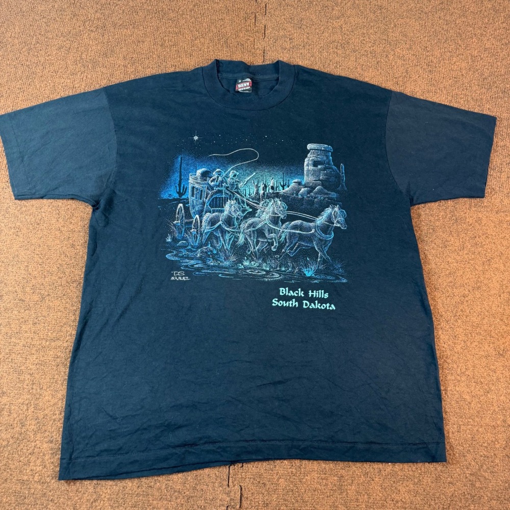 A- Vintage 1992 Black Hills South Dakota Stagecoach T-Shirt XL Fruit of the Loom